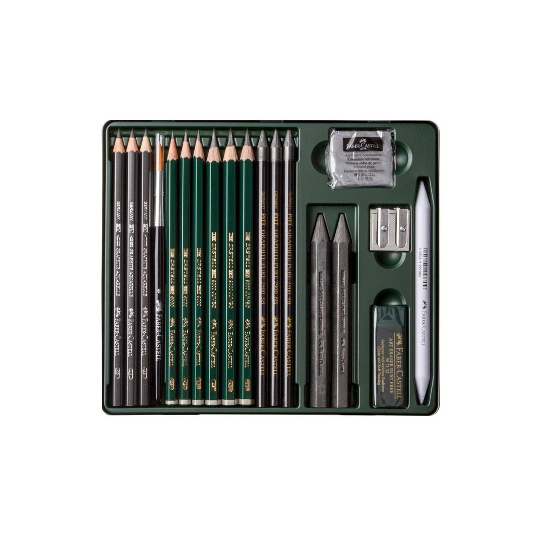 Conjunto Lapis Grafite Faber Castell Ag Pitt Medio Estojo Metalico 19 Pecas 112973 - Imagem 2