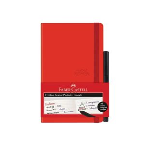 Caderneta Faber-Castell Creative Journal Pautado Vermelho 84 Folhas + Caneta