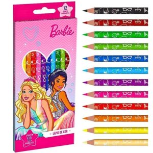 Lápis De Cor 12 Cores Barbie Sextavado Tris 643557
