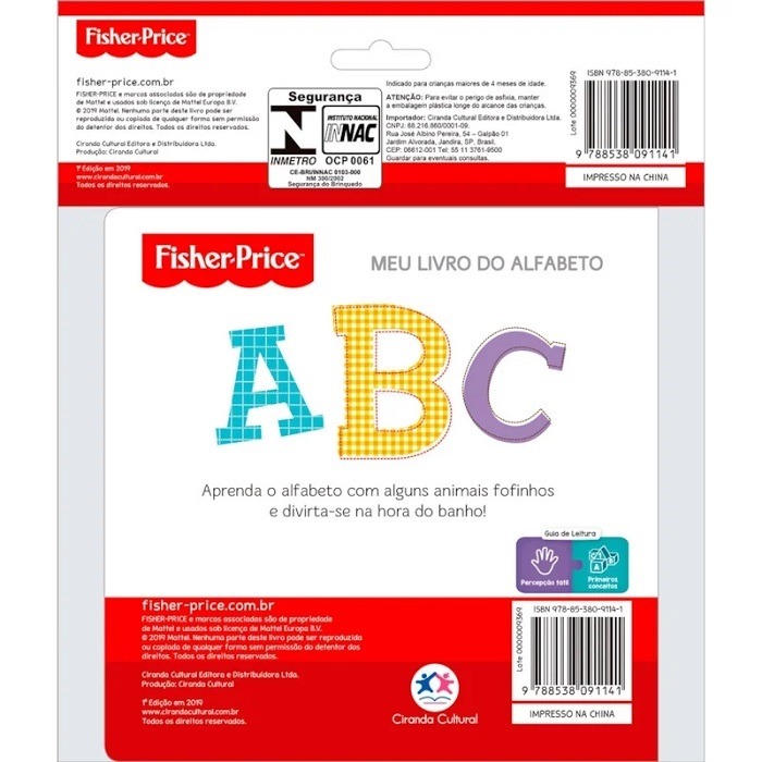 Livro Banho A B C Meu Livro Do Alfabeto Fisher Price Ciranda Cultural - Imagem 2