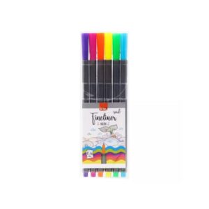 Caneta Marcador Fineliner 0.4mm 6 Cores Neon BRW FI0029