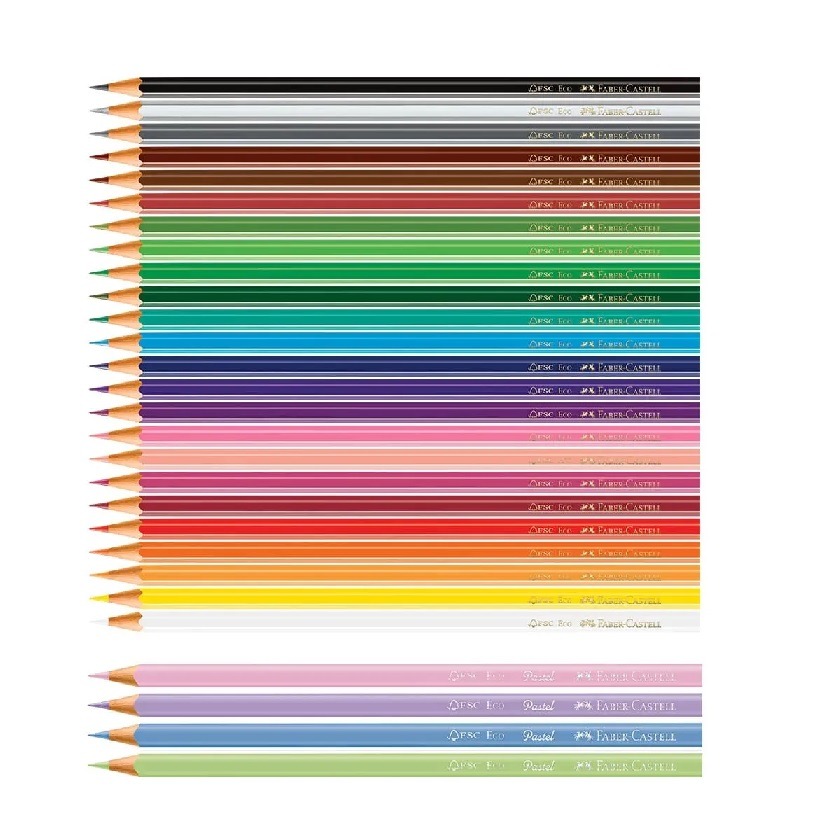 Lápis De Cor Faber Castell 24 Cores + 4 Eco Lápis Cores Pastel 120124+4P - Imagem 2