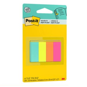 Bloco Adesivo 3M Marcador Página Flags 4 Cores Post It 200fls 38x15mm