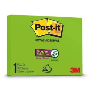 Bloco Adesivo 3m Post It 76x102 90 Folhas Verde Limeade