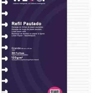 Bloco Refil Folha Inteligente Pautado Grande 30 Folhas 120 grs