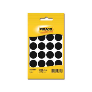 Etiqueta Adesiva Redonda 19mm Preto 200 Unidades Pimaco TP19PT