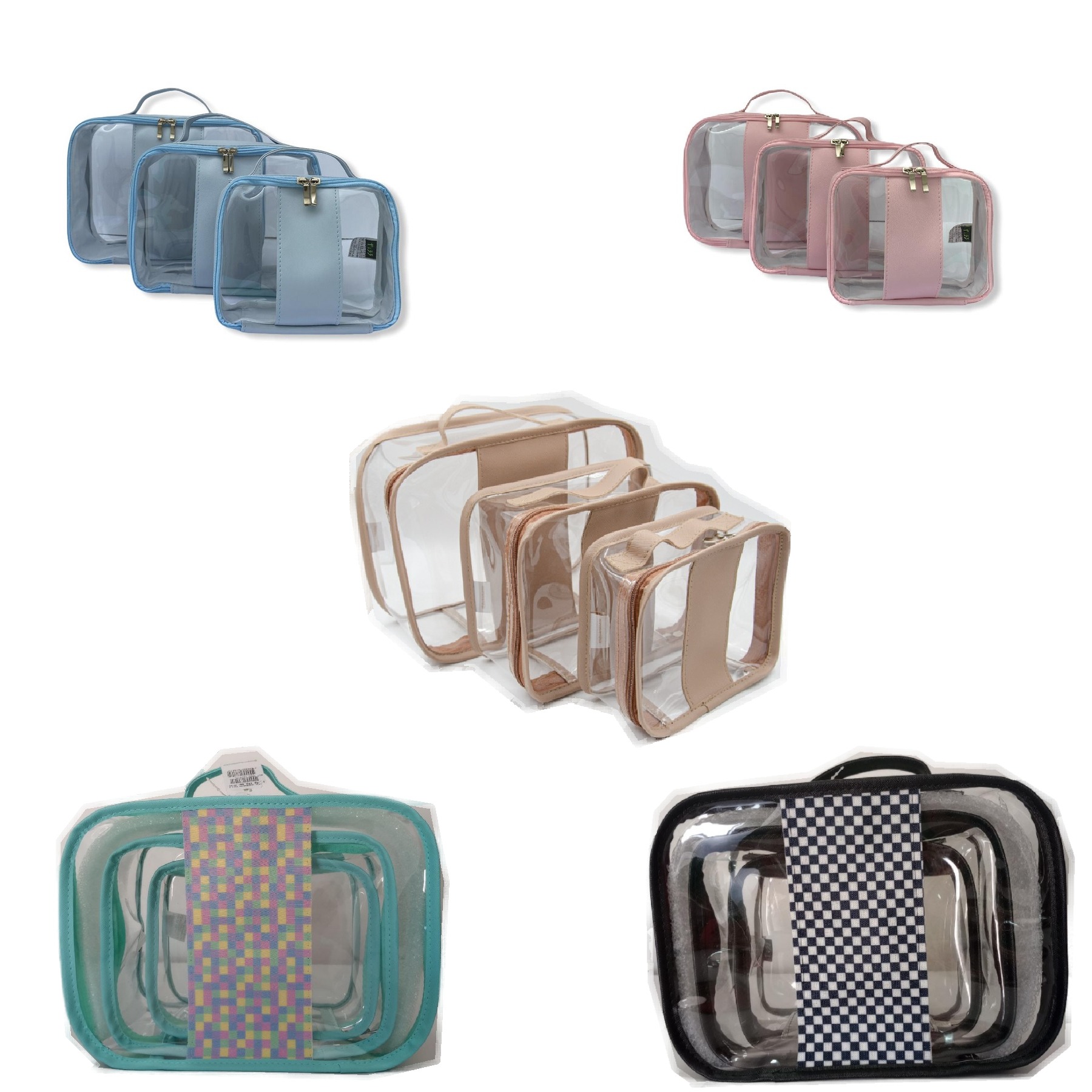 Kit Nécessaire Fizz Trio Organizador Cristal 03 Peças Sortidos