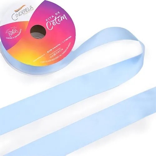 Fita Presente Cetim Cinderela N°9 38mm Azul Claro 010 Metro 038010050R - Imagem 2