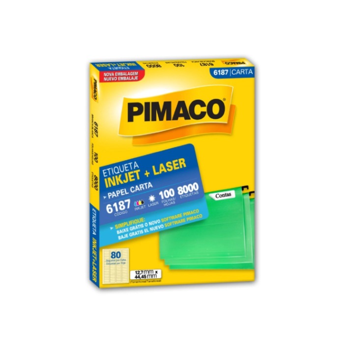 Etiqueta Pimaco Carta Laser 6187 N80 100 Folhas 12,7x44,45mm