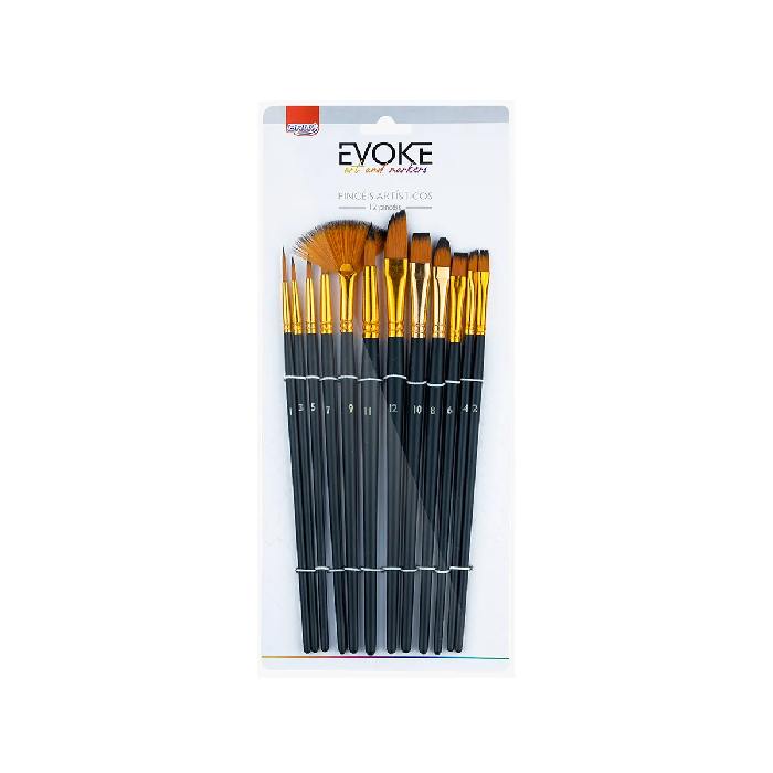 Kit Pincel Artístico Evoke 12 Pincéis Sortidos BRW PC2100