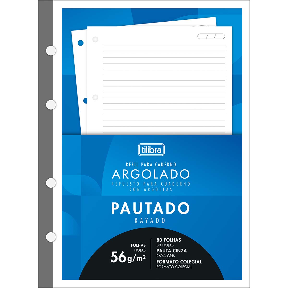 Bloco Fichário Colegial Académie Pautado Rayado 80 Folhas Tilibra 342831