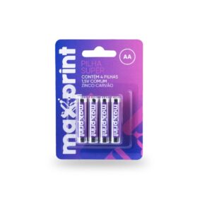 Pilha AA Maxprint Super Zinco Carvão 04 Unidades 756449