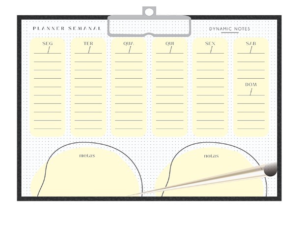 Prancheta 3B Dynamic Notes Prendedor Metal 12 Folhas Horizontal