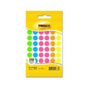 Etiqueta Adesiva Redonda 12mm Neon Sortidos 210 Unidades Pimaco TP12NEON
