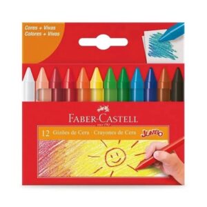 Giz De Cera Faber Castell Jumbo Curto 12 Cores 141112