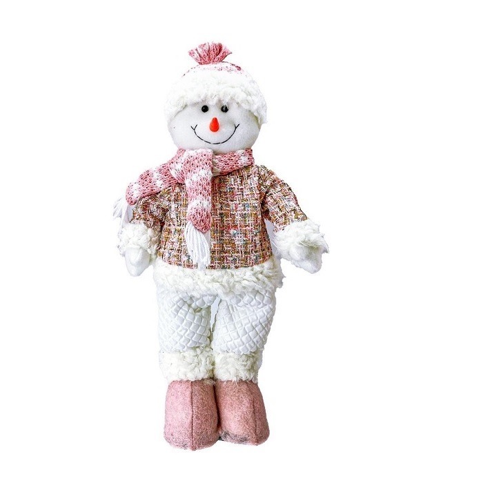 Enfeite Natal Boneco De Neve Em Pé Rose 41cm Magizi 25514 M342363