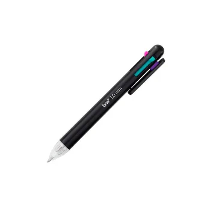 Caneta Esferográfica 1.0mm Neon 04 Cores Retrátil BRW CA0522