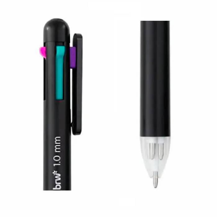 Caneta Esferográfica 1.0mm Neon 04 Cores Retrátil BRW CA0522 - Imagem 2