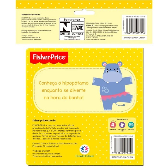 Livro Banho Hipopótamo Fisher Price Ciranda Cultural - Imagem 2