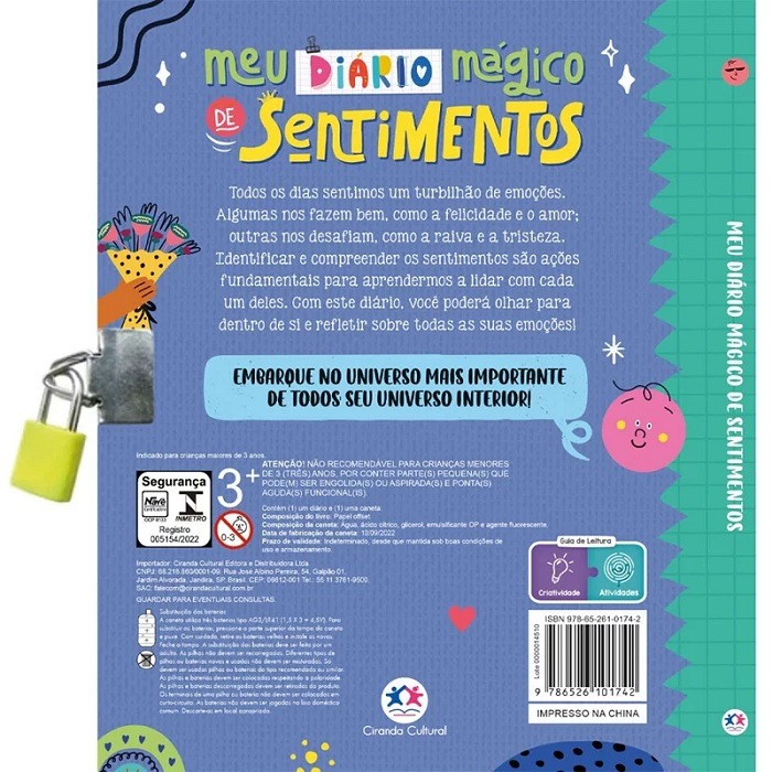 Diário Com Chave Mágico De Sentimentos Com Caneta Mágica Ciranda Cultural - Imagem 3
