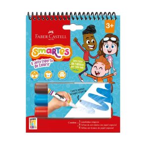 Bloco De Atividades Smartes Eureka Para Colorir 16 + 3 Canetinhas Folhas Faber-Castell