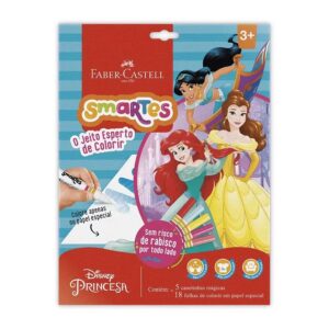 Bloco De Atividades Para Colorir Kit Princesas 18 Folhas + 5 Canetinhas Mágicas Faber Castell PCPRINCESAS