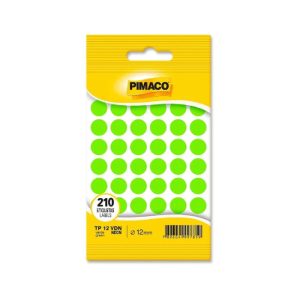 Etiqueta Adesiva Redonda 12mm Neon Verde 210 Unidades Pimaco TP12VD