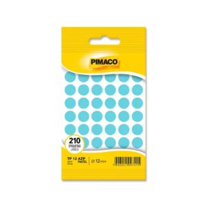 Etiqueta Adesiva Redonda 12mm Azul Pastel 210 Unidades Pimaco TP12AZP
