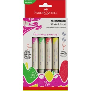 Caneta Faber-Castell Multi Mark Dual Marcador Criativo 2 Pontas 4 Cores Neon