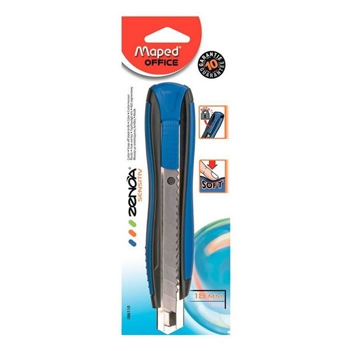 Estilete Maped Zenoa Sensitiv Office Largo Metal 18mm 086110