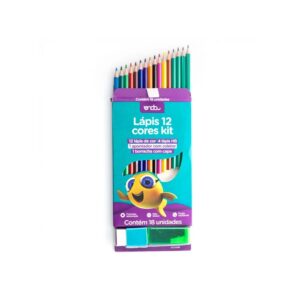 Lápis De Cor Redondo 12 Cores + Borracha + Apontador Onda 2511011