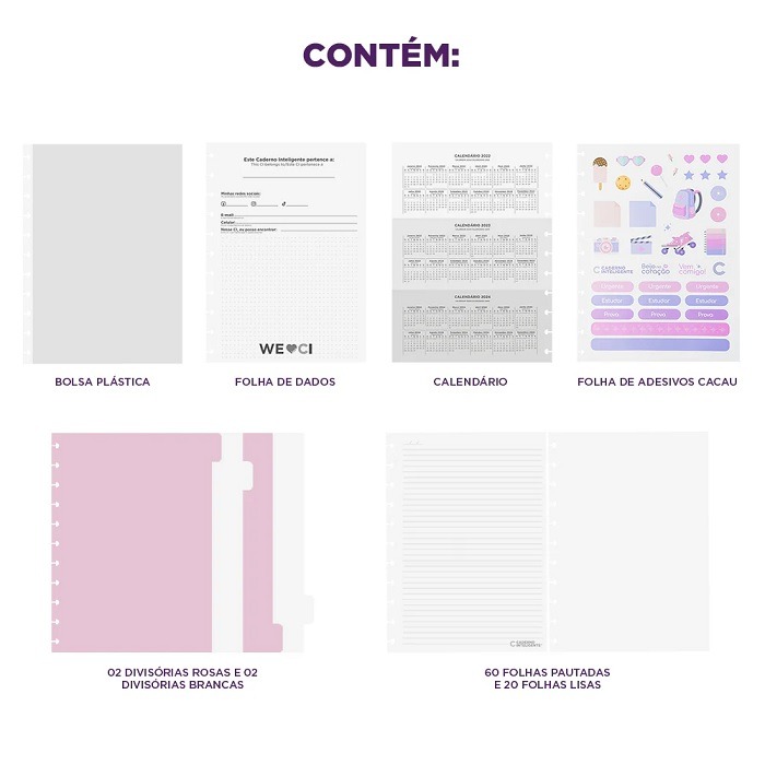 Caderno Inteligente Unique By Cacau Médio 80 Folhas CIMD3148 - Imagem 4