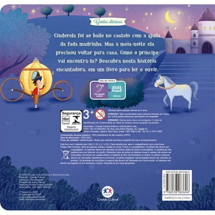 Livro Infantil Clássicos Para Ler E Ouvir Cinderela Ciranda Cultural - Imagem 2