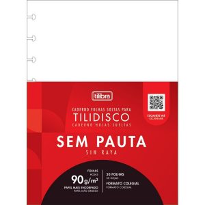 Bloco Fichário Colegial Tilidisco Sem Pauta 90g 50 Folhas Tilibra 341843
