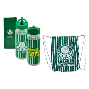 Garrafa Mileno Squeeze Palmeiras 450ml + Mochila EAS0263