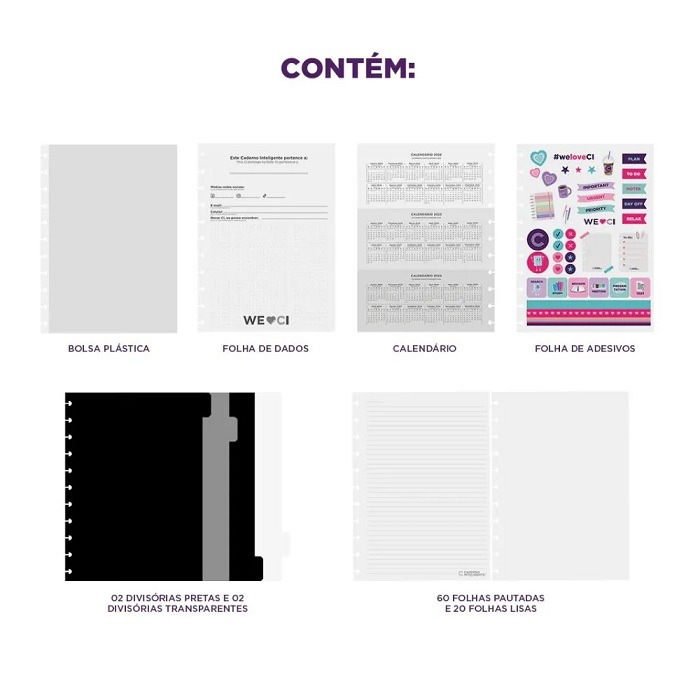 Caderno Inteligente Turquoise Love Médio 80 Folhas CIMD3306 - Imagem 3