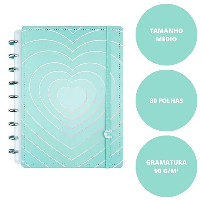 Caderno Inteligente Turquoise Love Médio 80 Folhas CIMD3306 - Imagem 4