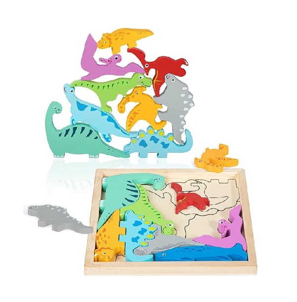 Brinquedo Colecione E Encaixe Dino MDF 12 Peças Toy Mix 33659 RF4 - Imagem 2