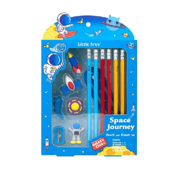 Kit Escolar Little Tree Lápis Borracha Apontador Régua 13 Peças Personagens Sortidos - Imagem 2