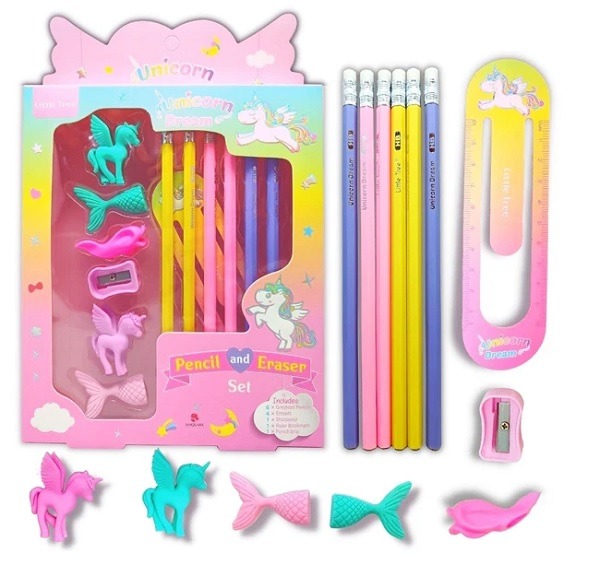 Kit Escolar Little Tree Lápis Borracha Apontador Régua 13 Peças Personagens Sortidos - Imagem 5