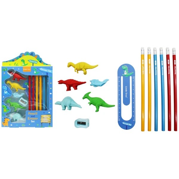 Kit Escolar Little Tree Lápis Borracha Apontador Régua 13 Peças Personagens Sortidos - Imagem 6