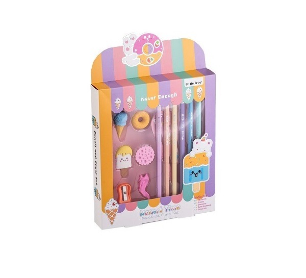 Kit Escolar Little Tree Lápis Borracha Apontador Régua 13 Peças Personagens Sortidos - Imagem 7