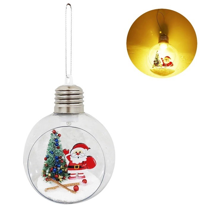 Bola Natal Acrilíca Com LED 9,5cm Sortidas Rocie NTB70001