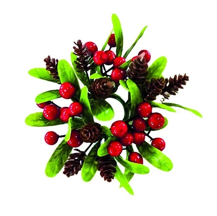 Enfeite Natal Porta Velas Berries Mini Pinhas 10cm Vermelho - Magizi 26112 M622351