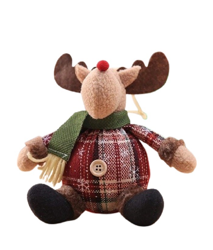 Enfeite Natal Rena Sentado Xadrez Alpes 17cm - Magizi 25005 M962306