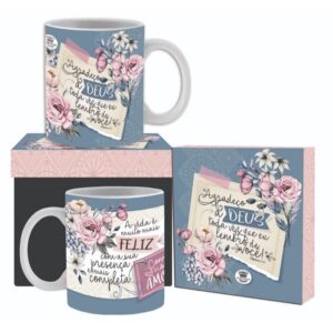 Caneca Cerâmica Agradeço A Deus Toda Vez Que Eu Lembro De Você 300ml Disarz CA260