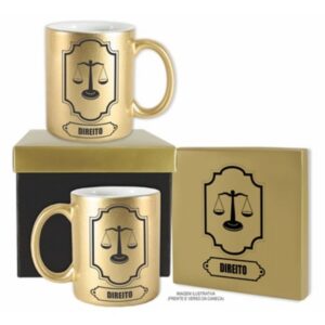 Caneca Cerâmica Dourada Profissões Direito 300ml Disarz C1030