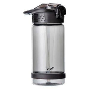 Garrafa Brw Plastica Com Canudo Preto 500ml Ga0360