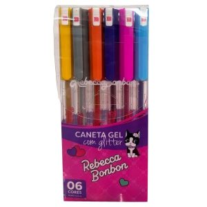 Caneta Cis Gel Skypaper Rebecca Bonbon 1.0 Glitter 06 Cores RB0402