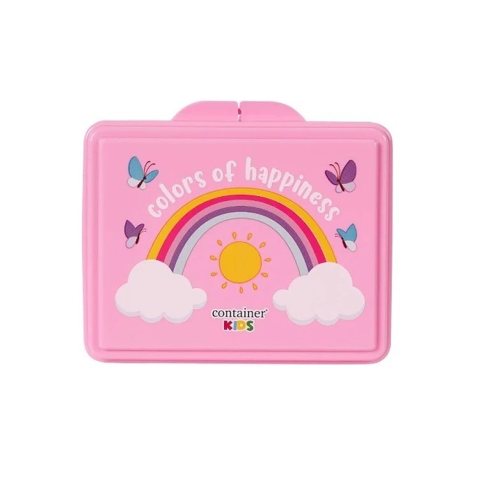 Porta Lanches Plástico Dermiwil Container Kids Colors Of Happiness Rosa 13027
